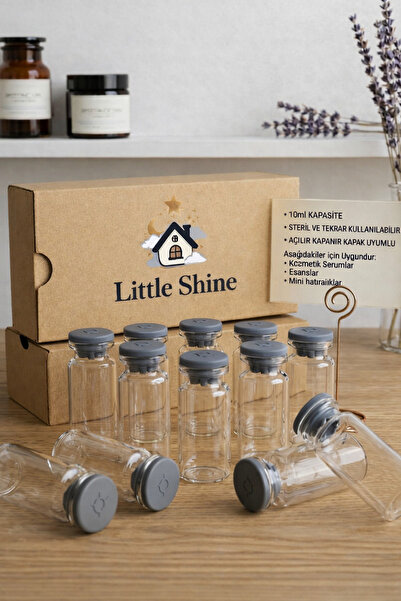 Little Shine Dekoratif Cam Şişe Çok Amaçlı Cam Flakon 10 ml Hediyelik Süs Hat...