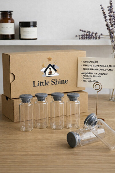 Little Shine Dekoratif Cam Şişe Çok Amaçlı Cam Flakon 10 ml Hediyelik Süs Hat...