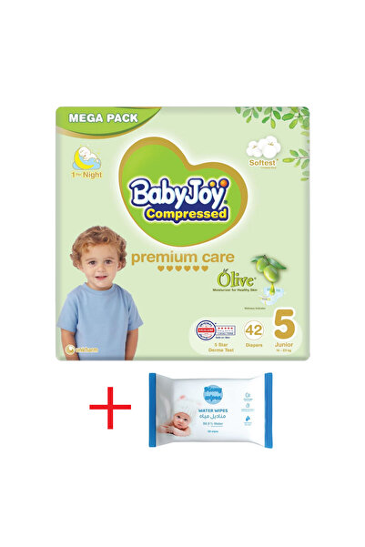 BabyJoy Olive Diapers Size 5 Junior Mega Pack 42 + Mamy Pure Water Wipes
