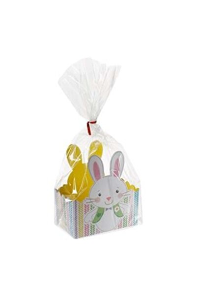 OEM Set cutie carton Iepuraș de Paște cu celofan și panglică - 4 buc.