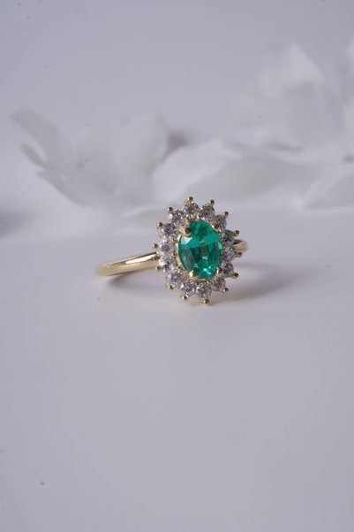 Aksesuaring 5*7mm Paraiba Turmalin&Zirkon Taşlı Gümüş Yüzük