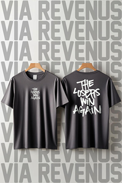 Vordevia The Losers Win Again Printed Crew Neck Loose Fit 100% Cotton Unisex ...