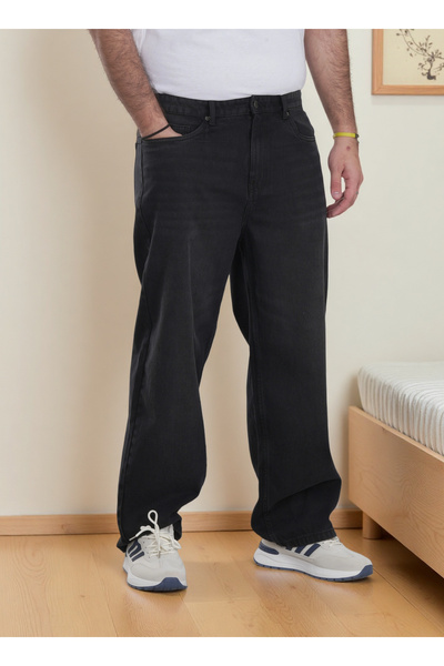 Finelook Men’s Relaxed Fit Wide-Leg Denim Baggy Jeans – Premium Washed Blue C...