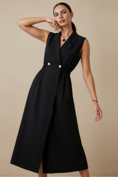 LA PANTE Women Dress Sleeveless Shirt Dress Summer Dress Midi Dress Stylish C...