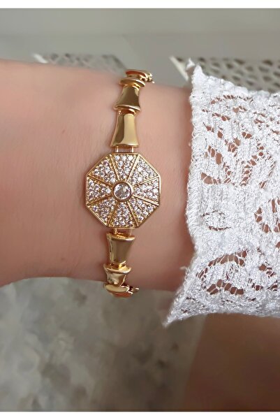 ECEMSEL سوار زركون سداسي الشكل مرصّع بالأحجار عصري