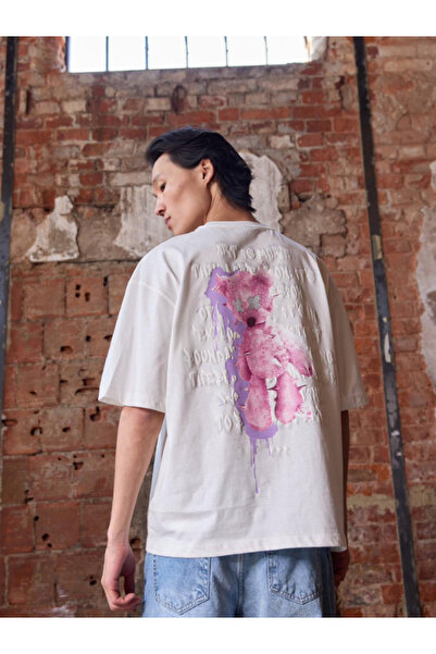 Chirkef Unisex White Oversized 100% Cotton Back Printed Crew Neck Street Styl...