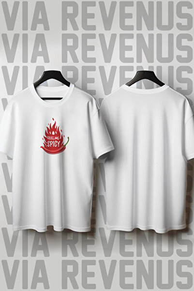 Vordevia Feeling Spicy Printed Crew Neck Loose Fit 100% Cotton Unisex Tshirt