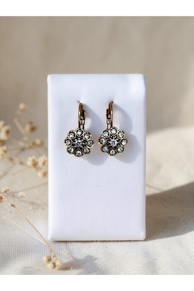 FAYRA ACCESSORIES Daisy Figured Crystal Stone Earrings