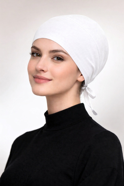 mim eşarp Tie-Detail Non-Slip Combed Cotton Bone