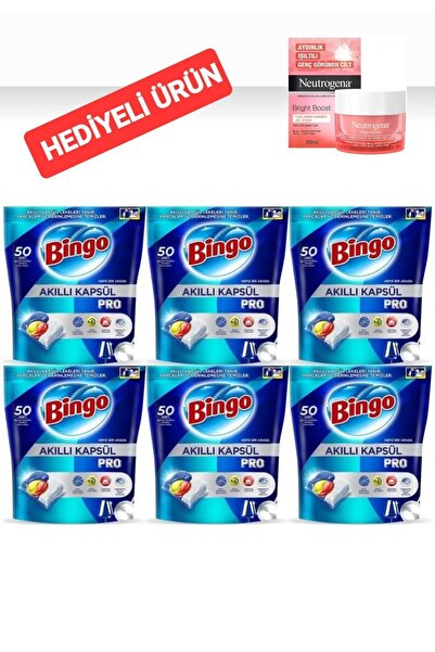 Bingo Akıllı Kapsül Pro Bulaşık Makinesi Tableti 6 PAKET 50 Li ( JEL KREM HED...
