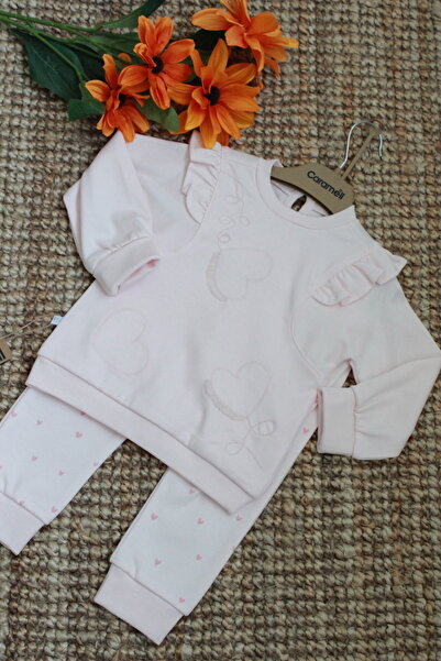 Caramell Barbosa Stylish Soft Hearted 2-Piece Baby Girl Set