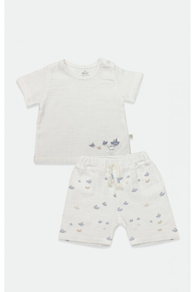 Bistyle طقم من قطعتين شورتات موسلين ليتل بوتس 14126 إكرو