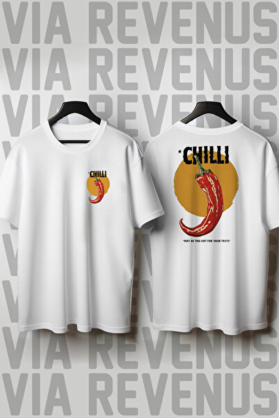 Vordevia Chilli Printed Crew Neck Loose Fit 100% Cotton Unisex Tshirt