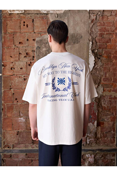 Chirkef Unisex White Oversized 100% Cotton Back Printed Crew Neck Street Styl...