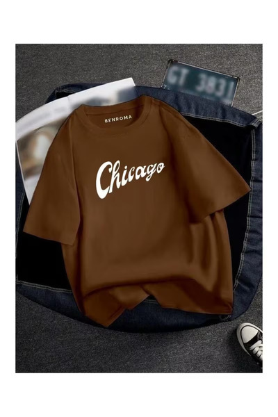 ZEMLİYA Ουνισέξ μπλουζάκι  "Σικάγο " με τύπωμα - Μοντέρνο Στυλ