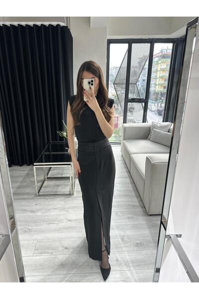 Özgece SATEN KEMER DETAYLI MAXİ KALEM ETEK