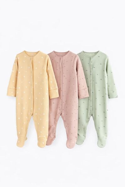 Next Baby Cotton Piece Pastel 3-Piece Jumpsuit Set