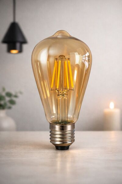 Sese Home Concept STA64 LED Filament Ampul 6W 600 Lümen E27 Duy Sarı Işık (27...