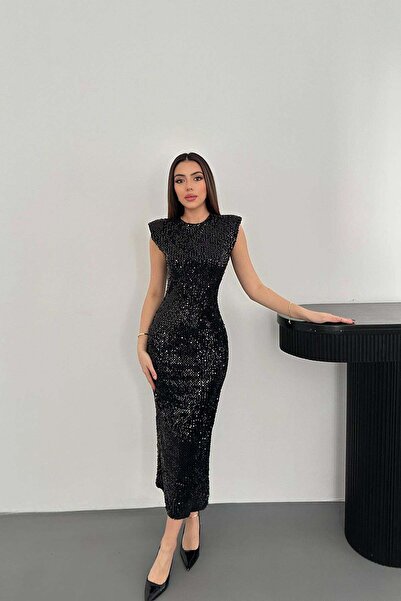 ELİSA Pul Payetli Vatkalı Elbise