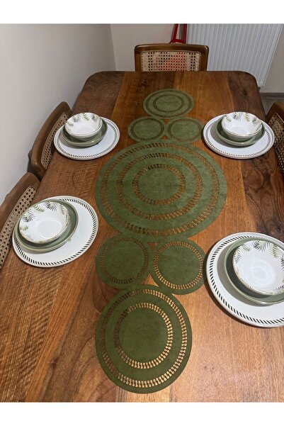 EHA LAZER Set elegant verde nuc suport pentru farfurii napron