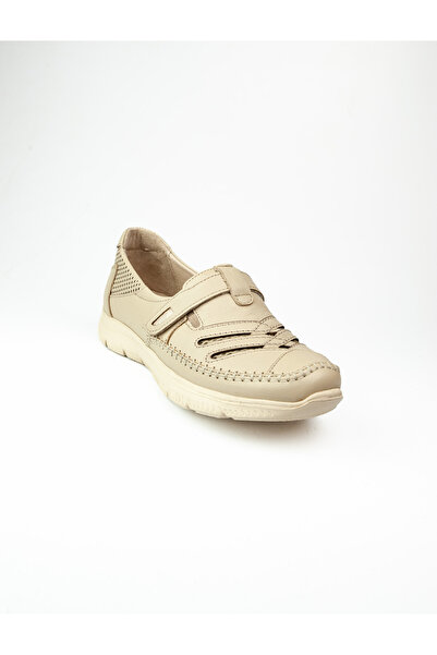 Castle Black 42666 Beige Leather Daily Women's Shoes