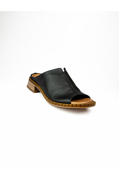 Moda Arena 022 Μαύρο Δερμάτινο Γυναικείο Παντόφλες