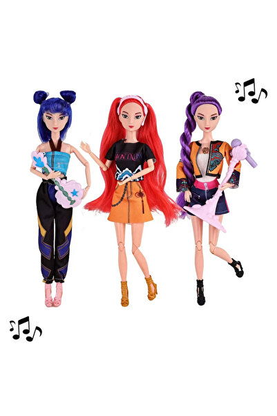 Impact Vision Set 3 Papusi Muzicale K-POP Devil Hunter Girls Impact Vision®, 3 piese, vinil, dimensiune 28 cm