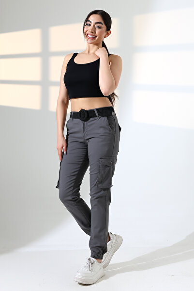 sports here Pantaloni de sezon din in, cu buzunare cargo și picioare elastice