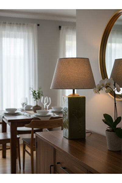 Seramik Hayalleri Dekoratif Dikdörtgen Prizma Formlu Seramik Abajur