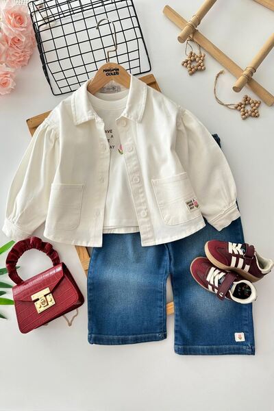 Minigimin Cicileri Miniğimin Cicileri Elegance Rose Με κέντημα Σακάκι και Τζι...