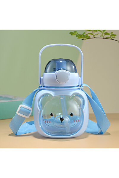 Livava Children's Water Bottle with Cute Teddy Bear Figure and Straw - Adjust...