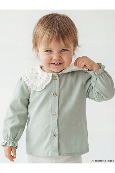 LC Waikiki Nevavm Farkıyla Bebe Collar Embroidered Baby Girl Shirt