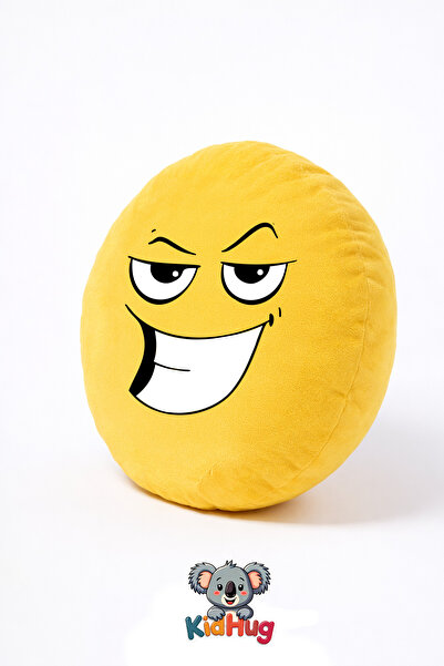 KidHug Emoji Surat Peluş Yastık – Yumuşak Peluş Dekoratif Emoji Yastık 33 cm | 5 Farklı Renk Seçeneği