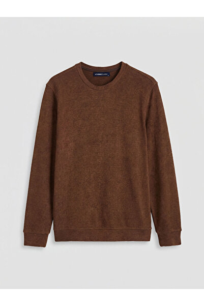 LC Waikiki سترة LCWAIKIKI كلاسيكية باللون البني للرجال ذات ياقة دائرية