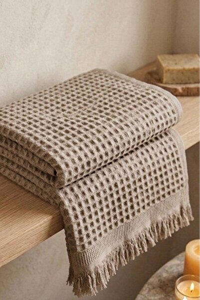 Nilteks %100 Pamuk Waffle Desenli Vücut Havlusu - Natural - 70x140 cm Banyo v...