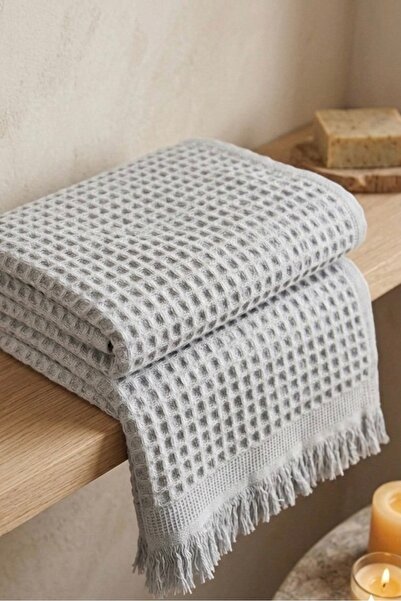 Nilteks %100 Pamuk Waffle Desenli Vücut Havlusu - Natural - 70x140 cm Banyo v...