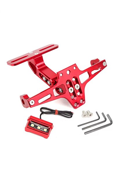 motoegzozcu Katlanabilir Arka Plakalık - Led Işıklı - Cnc Metal - Parlak Renk...