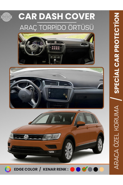 e-biz غطاء لوحة القيادة لسيارة فولكس فاجن تيجوان (2016-2023) مع حماية أمامية ...