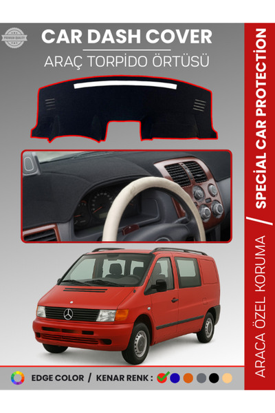 e-biz غطاء لوحة القيادة لسيارة مرسيدس فيتو W638 (1996-2003) عالي الجودة لحماي...