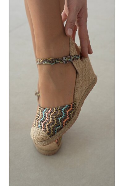 selin shoes Alvessa Ankle Adjustable Buckle Round Toe Straw Women's Heeled Sh...