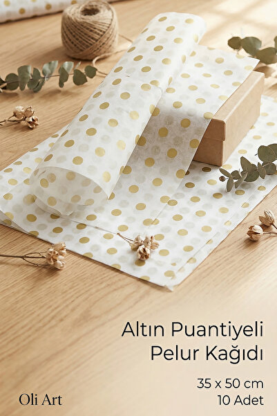 OLİ Art Gold Polka Dot Pack Wrapping Paper – Gift Wrapping Paper |   35X50 cm...
