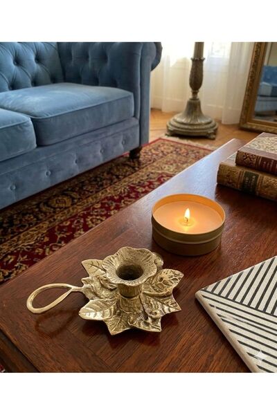 DecoZel Dekoratif Pirinç Döküm Şinanay Mumluk Paslanmaz Kararmaz Renk atmaz