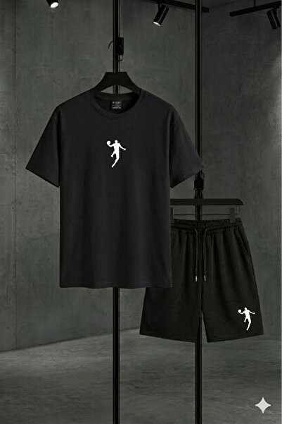 YRN COLLECTION طقم تي شيرت وشورت رياضي للجنسين - طقم رياضي صيفي كبير الحجم، م...