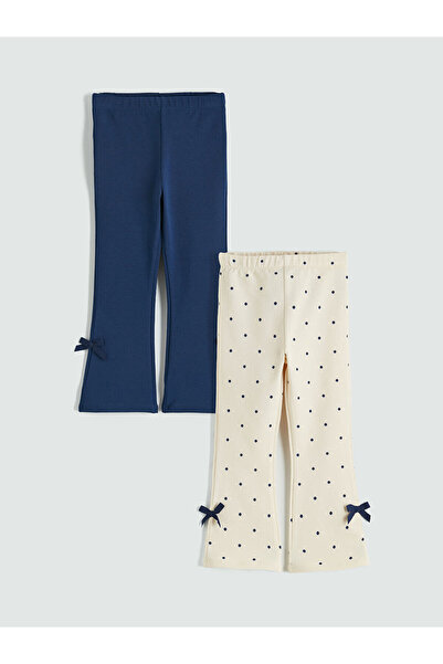 LC Waikiki Ecru Bow Detailed Spanish Style Girls' Leggings 2-Piece Set