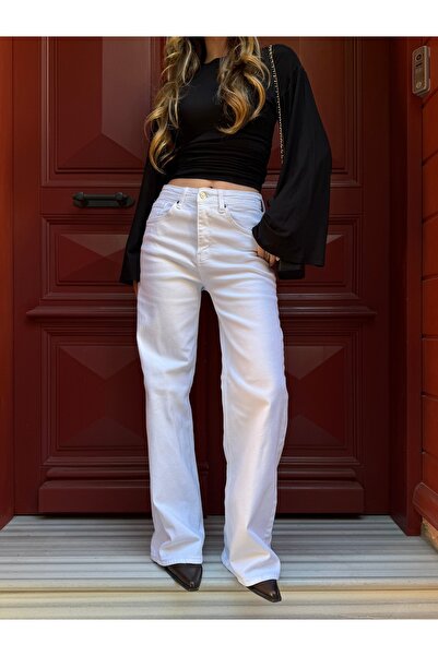 Laluvia White Wide Leg Jean - 24124