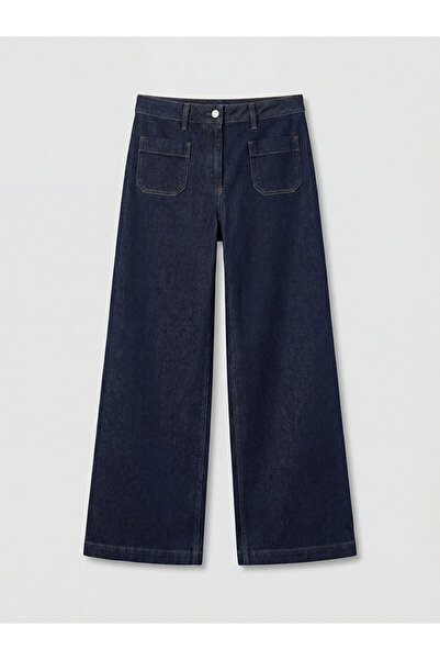 LC Waikiki Indigo High Waist Wideleg Women's Jean Trousers