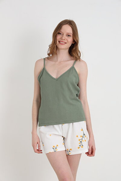 ELİTOL Bürümcük Knitted Spaghetti Strap Women's Shorts Set