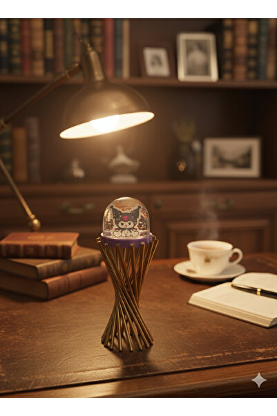 Kuromi Tasarımlı Dekoratif Işıltılı Kar Küresi - Özel Tasarım Masaüstü Aksesuarı