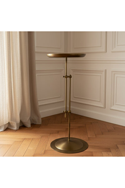 ottolamp Antik Pirinç Eskitme Ayarlanabilir Yan Sehpa Metal Dekoratif Sehpa 6...