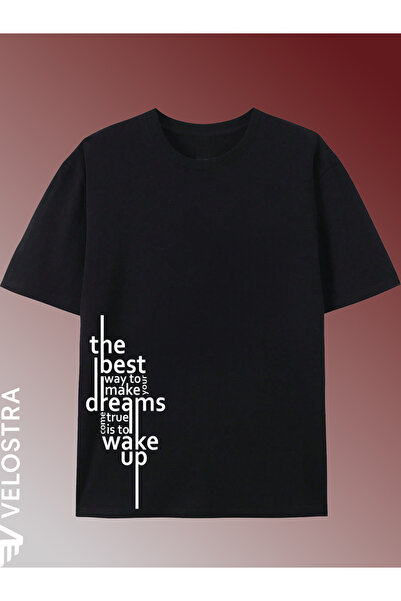 Velostra Unisex Wake up Printed Oversized Comfortable Daily Use Combed Cotton...